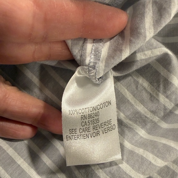 Ravel Gray White Button Back Striped Square-Neck Cotton Lagenlook Tunic Sz XL - Picture 7 of 10